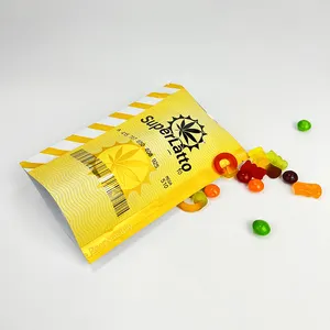 Logo Afdrukken Platte Bodem Plastic Verpakking Zak Suiker Suikerspin Pinda 'S Macadamia Noten Opstaan Zakje Voedsel Opbergzak