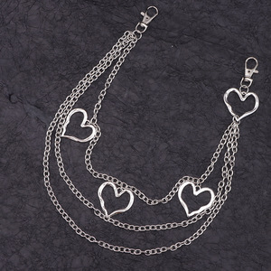 โซ่คาดเอวรูปหัวใจหลายชั้น สีเงิน สไตล์ฮิปฮอป สำหรับผู้ชายและผู้หญิง สวมใส่ได้ทุกวัน แฟชั่นเครื่องประดับร่างกาย - Product Image 3