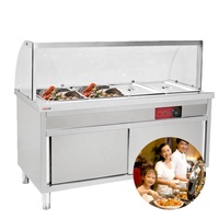 Armoire chauffante à vapeur pour aliments de style américain, comptoir de buffet, bain-marie, table chauffante à vapeur pour aliments chauds avec protection anti-éternuements