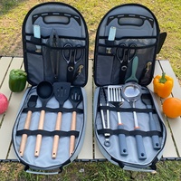 Ensemble de cuisine de camping en acier inoxydable avec couteau portable et planche à découper pour pique-nique