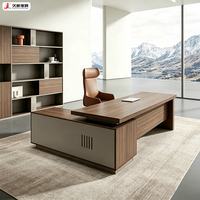 Table de bureau de direction de luxe JIUSHUN, mobilier commercial moderne, bureau en forme de L pour PDG