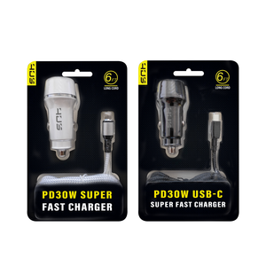 30W PD+QC Fast Charging USB A+Type C Car <b>Charger</b> & 6ft <b>Long</b> Cable Combo for <b>iphone</b> and Android - Product Image 6