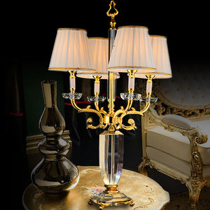 Lampade per camere da letto Set di 2 moderne lampade da comodino in <span class=keywords><strong>cristallo</strong></span> con <span class=keywords><strong>paralume</strong></span> in tessuto di lino - Product Image 4