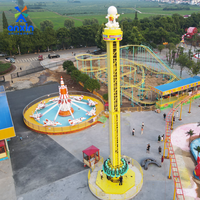 Manège Tour de Chute Rotative pour Parc d'Attractions 25m, Manèges à Sensations Fortes Personnalisés pour Fêtes Foraines à Vendre, Capacité 16 Personnes, Puissance 60Kw, Fibre de Verre