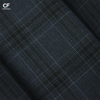 Tissu à carreaux 100% pure laine finement filée, 246 grammes, bleu et noir mélangés, style rétro britannique, pantalon et veste de costume printemps-automne