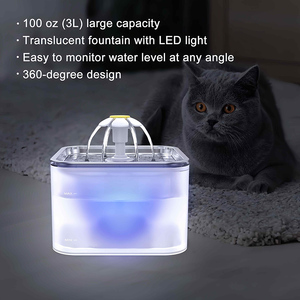 고양이 정수기 스테인리스 스틸 상판 반투명 본체 다양한 색상 LED 조명 360 °   눈에 보이는 수위 애완동물 용품 - Product Image 4