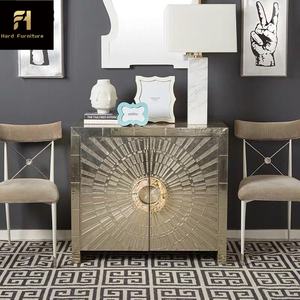 خزانة تخزين خشبية ذهبية فاخرة إيطالية الطراز لغرفة المعيشة، خزانة ببابين بتصميم عصري بسيط وراقي - Product Image 3