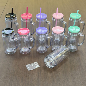 snow globe tumbler 16oz 20oz with handle snowglobe tumbler clear pre drilled DIY with <b>glitter</b> and custom stickers - Product Image 3