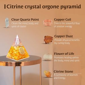 Pyramide d'Orgone Citrine Faite à la Main, Orgonite, Équilibre Énergétique, Méditation, Décoration d'Intérieur, Soutien <span class=keywords><strong>des</strong></span> <span class=keywords><strong>Chakras</strong></span> - Product Image 3