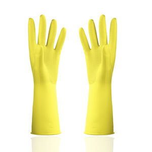 Guantes de Goma para Lavar Platos, Gruesos, 31 cm, Impermeables, Amarillos, para Cocina y Hogar - Product Image 5