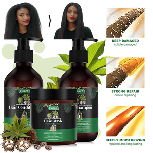 300ml étiquette personnalisée huile de ricin kératine Anti perte de cheveux croissance des cheveux épaississement shampooing et après-shampooing masque capillaire - Product Image 6