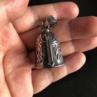 Clochette de motard porte-bonheur pour hommes, ailes d'ange et d'aigle, cloche de protection pour motocycliste
