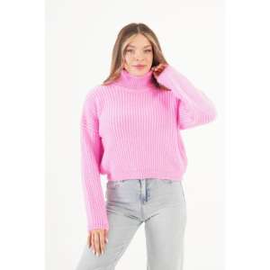 Wholesale High Quality Pink <b>Cable</b> <b>Knit</b> Turtleneck <b>Sweater</b> for Ladies and Girls Sweet Casual Style Size XS-for Autumn Winter - Product Image 3