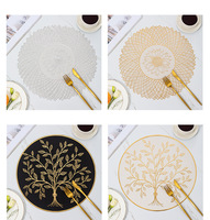 Napperons créatifs à motif pivoine, style nordique, pour table à manger, sous-verres décoratifs dorés, tapis imperméables en PVC pour la maison