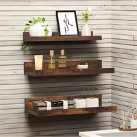 Ensemble de 3 étagères flottantes modernes robustes en bois et en fer, installation facile, montage mural, rangement pour épices de cuisine, salle de bain, chambre à coucher, salon