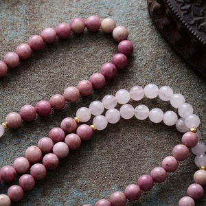 Collier Malas Bohème 108 Perles en Améthyste et Strass, Longue Pampille Spirituelle, Fait Main, pour Amoureux, Yoga, Perles de 8mm - Product Image 2