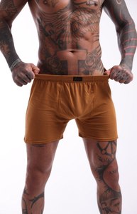 Boxers pour hommes 100% coton couleur moutarde, respirants, doux et confortables, sous-vêtements masculins avec ceinture élastique, tailles 48-66, fournisseur d'usine - Product Image 2