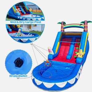 Toboggan aquatique gonflable d'extérieur avec <span class=keywords><strong>piscine</strong></span>, équipement de jeu pour les fêtes d'été des enfants dans la cour, pour des journées amusantes en famille dans le jardin - Product Image 6
