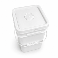 Seau carré moulé monobloc de qualité alimentaire, paroi intérieure lisse, facile à nettoyer, avec couvercle hermétique, en PP/PE, pour le remplissage de pots de miel