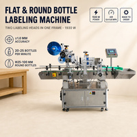 Machine d'étiquetage automatique industrielle en acier inoxydable pour bouteilles plates et rondes, pour le marquage des bouchons et des corps de bocaux alimentaires
