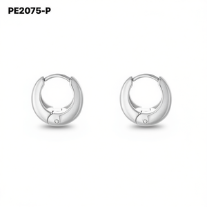 Pendientes Amy Amy Huggie de aleación chapada en plata, joyería clásica de moda para mujer, regalo PE2075 - Product Image 3