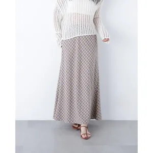 Falda Maxi Casual Elegante a Cuadros de Cintura Alta y Corte en A, Falda Larga de Verano Personalizada para Mujer - Product Image 4