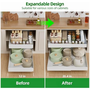Pull Out Cabinet Organizer Expandable Heavy Duty Slide Out Drawers Roll Out <strong>Shelf</strong> <strong>Storage</strong> for Kitchen Base Cabinet Organization - Product Image 2