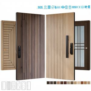 Portes d'entrée pivotantes extérieures modernes en bois massif de luxe européen BASEN, anti-effraction - Product Image 1