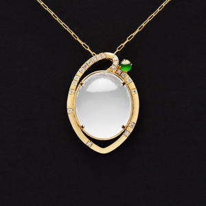 Colgante de Oro de 18K Qingyabailu Feicui con Jadeíta Natural en Forma de Calabaza, Diseño Clásico para Aniversario, Personalizable - Product Image 1