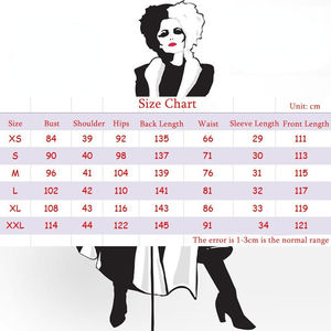 Nueva moda para mujeres adultas 101 Dálmatas <span class=keywords><strong>Cruella</strong></span> De Vil Cosplay conjunto incluye <span class=keywords><strong>vestido</strong></span> blanco negro faldas peluca para Halloween - Product Image 6