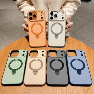 business Antiskid frame matte magnetic phone <b>case</b> for iPhone 17 with ring holder back cover for samsung Galaxy S26 A57 A36 A37 - Product Image 1