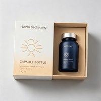 Caja de Cartón de Alta Gama Personalizada para Botellas de Cápsulas, Caja de Regalo de Papel Reciclable para Set de Suplementos Alimenticios en Botellas Cuadradas