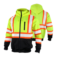 Sweat à Capuche Thermique Polaire Réfléchissant Classe ANSI 3 avec Capuche Détachable, Sweatshirt de Sécurité Haute Visibilité en Polyester, Support de Logo Personnalisable
