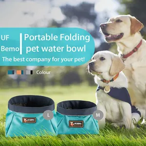 UFBemo High Quality Polyester Waterproof Convenient Foldable Grey Water Food Bowl For Pet Dog Cat