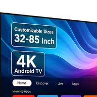 TV Pintar Android 4K 60Hz LED HDTV 32-85 Inci Ukuran Kustom /WiFi untuk Hiburan Hotel