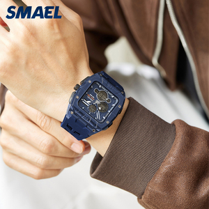 Reloj de Pulsera Deportivo Casual SMAEL 8135 Cuadrado para Hombre con Doble Pantalla, Cuarzo Digital, Cronómetro, Resistente al Agua 50M, Correa de Silicona Luminosa - Product Image 6
