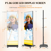 MWE USA Entrepôt 80 Pouces P1.86 GOB Pliable Portable Sans Fil LED Affiche Signalisation Numérique avec CMS pour Exposition Événement Louer