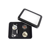 Brosse de nettoyage pour clubs de golf et outil de réparation de divots en métal, avec logo personnalisé, en coffret métallique, outils de réparation de golf pliables, ensembles d'accessoires de golf