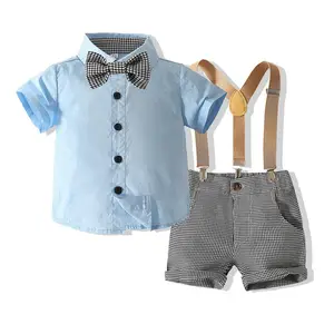 Toptan çocuk giyim setleri yaz giyim erkek 2 parça kısa takım elbise resmi erkek bebek kıyafetler Suits
