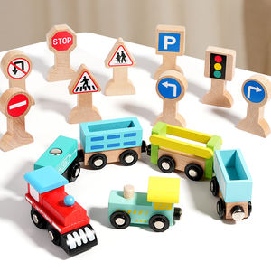 Ensemble de Train en bois Montessori classique pistes jouet éducatif ferroviaire magnétique pour enfants tout-petits panneaux de <span class=keywords><strong>signalisation</strong></span> en bois pour - Product Image 3