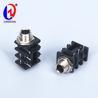 Conector de Audio LianZhan Negro de Latón y Nylon 6.35, Conector Hembra de 6 Pines para Montaje en PCB, Conector Estéreo de 1/4 para Teléfono