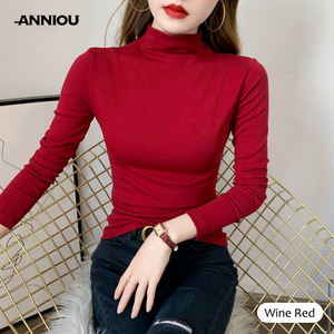 Maglietta all'ingrosso primavera autunno a collo alto a collo alto da <span class=keywords><strong>donna</strong></span> camicia di Base <span class=keywords><strong>calda</strong></span> e snella parte superiore alta elastica in cotone a manica lunga - Product Image 6