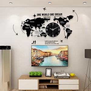 Reloj de pared de lujo para decoración del hogar, hierro metálico, grande, 3D, luminoso, <span class=keywords><strong>mapa</strong></span> del <span class=keywords><strong>mundo</strong></span>, arte de pared, compra de Relojes de pared nórdicos - Product Image 3
