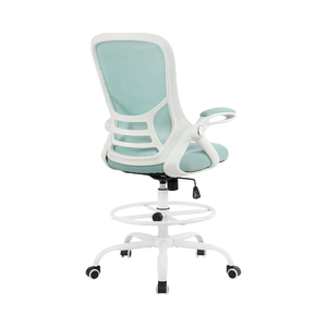 Hylone cao ghế văn phòng Tiffany màu xanh với lưới trắng cao trở lại có thể điều chỉnh chiều cao Flip-up cánh tay chân Nhẫn đứng bàn phân - Product Image 1