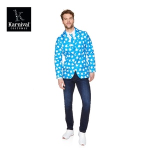 ODM vente entière hommes Noël Performance Cosplay Costume deux couleurs Noël Yeti Costume bleu veste avec <span class=keywords><strong>cravate</strong></span> - Product Image 2