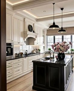 ตู้ครัวสีขาวไม้เนื้อแข็งตู้ครัวโบราณ - Product Image 1