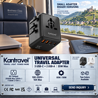 Adaptateur de prise de voyage universel, chargeur GaN 35W avec 3 ports Type-C, 2 ports USB-A, charge rapide multi-ports