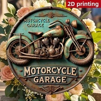 Plaque murale ronde en métal vintage pour garage moto, aspect vieilli et gaufré, décoration pour garage ou man cave