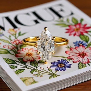 Anillo de Boda Minimalista Chapado en Oro de 14k con Circonita Cúbica de Corte Marquesa, Anillo de Compromiso para Mujer, Joyería para Fiesta Nupcial, Regalo - Product Image 4