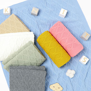 MIxiong prix usine haute qualité 100*80 cm bébé couverture tricotée couleur unie tissage confortable épais extérieur Wrap Swaddle couverture - Product Image 2